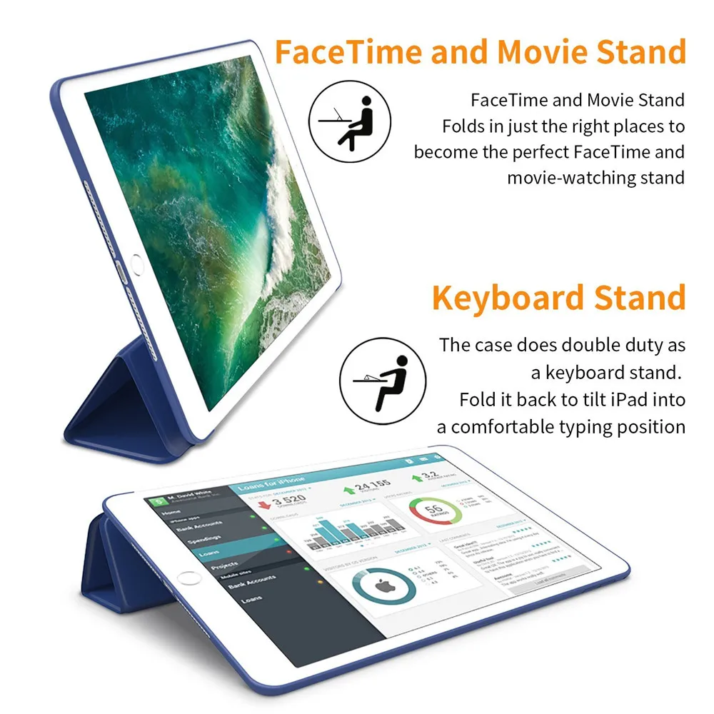 Чехол тройного сложения для iPad Mini 1/2/3 передний чехол из искусственной кожи