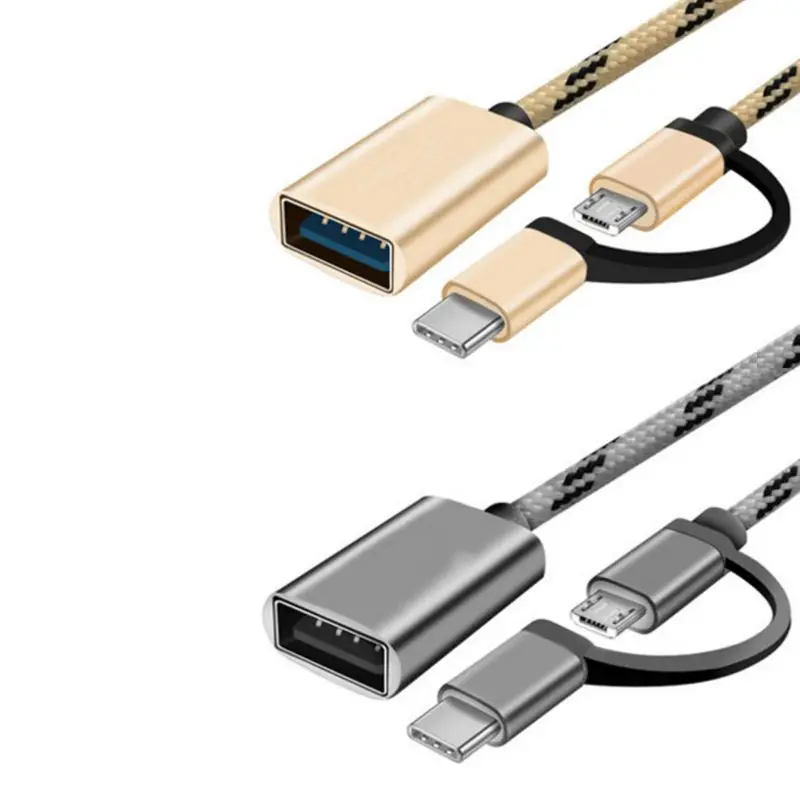 2в1 Тип C+ Micro USB мужчина к USB 2,0 Женский адаптер конвертера OTG для Android мобильный телефон планшет U дисковая карта ридер