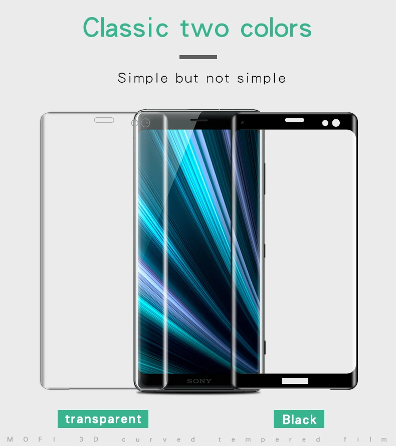 MOFI для Sony Xperia XZ3 защита экрана закаленное стекло 3D изогнутое тонкое полное
