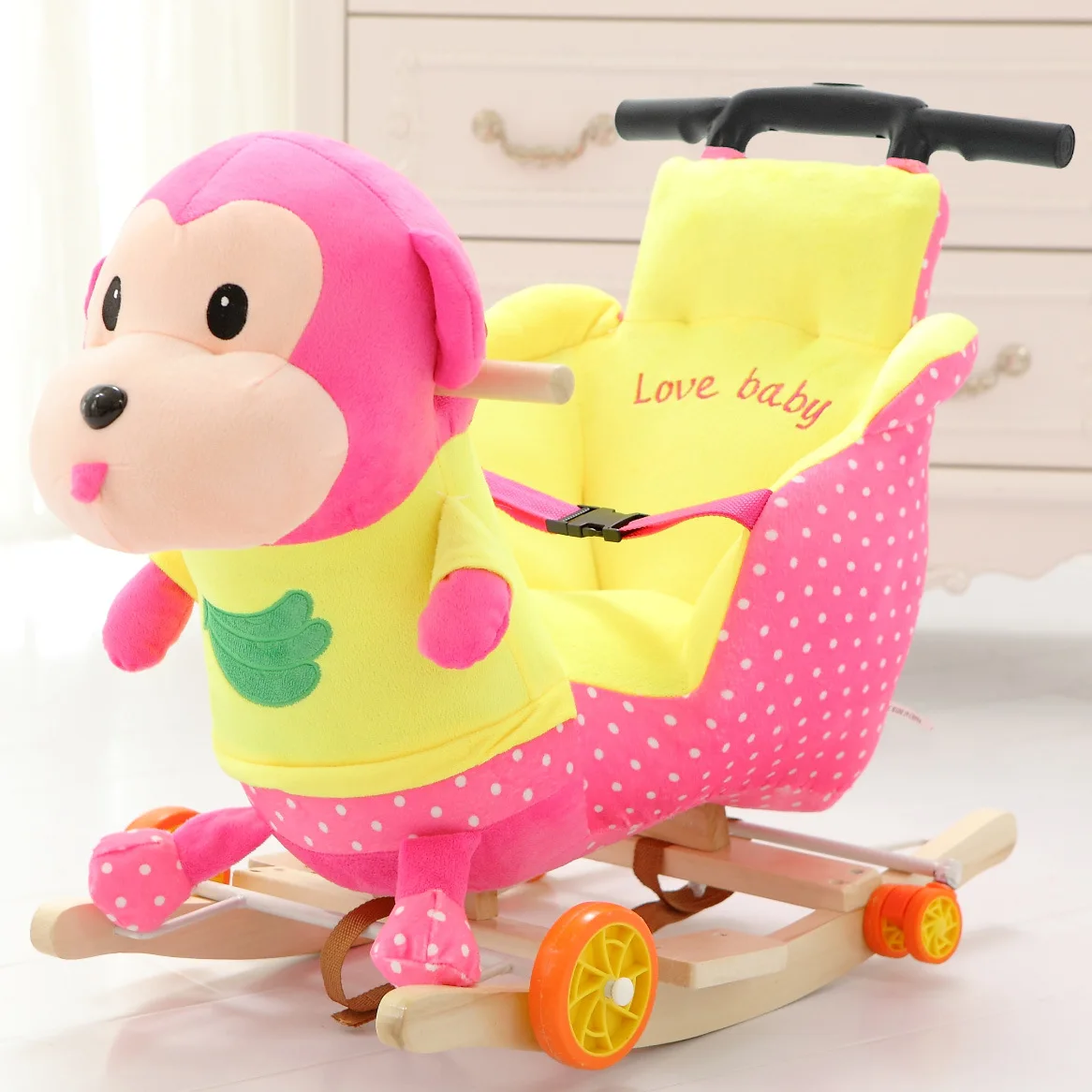 Pull rod L Детские кресла-качалки, детские игрушки-качалки для детей, игрушки-качалки с животными, двойного назначения с музыкой, детское кресло-качалка, коляска, От 5 месяцев до 4 лет - Цвет: Pull rod L