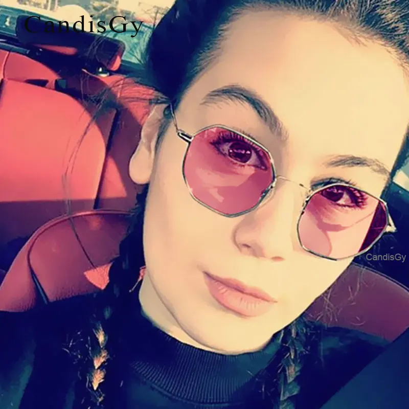 Женские и мужские шестигранные Квадратные Солнцезащитные очки модные брендовые