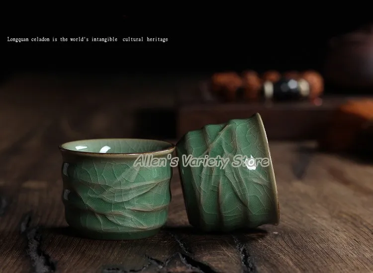 Geyao фарфоровая чашка Ge Kiln Китайский Longquan Celadon Gaiwan чайные чашки чаша Китай Celadon Crackle чайная чашка чашки 58 мл чайный набор