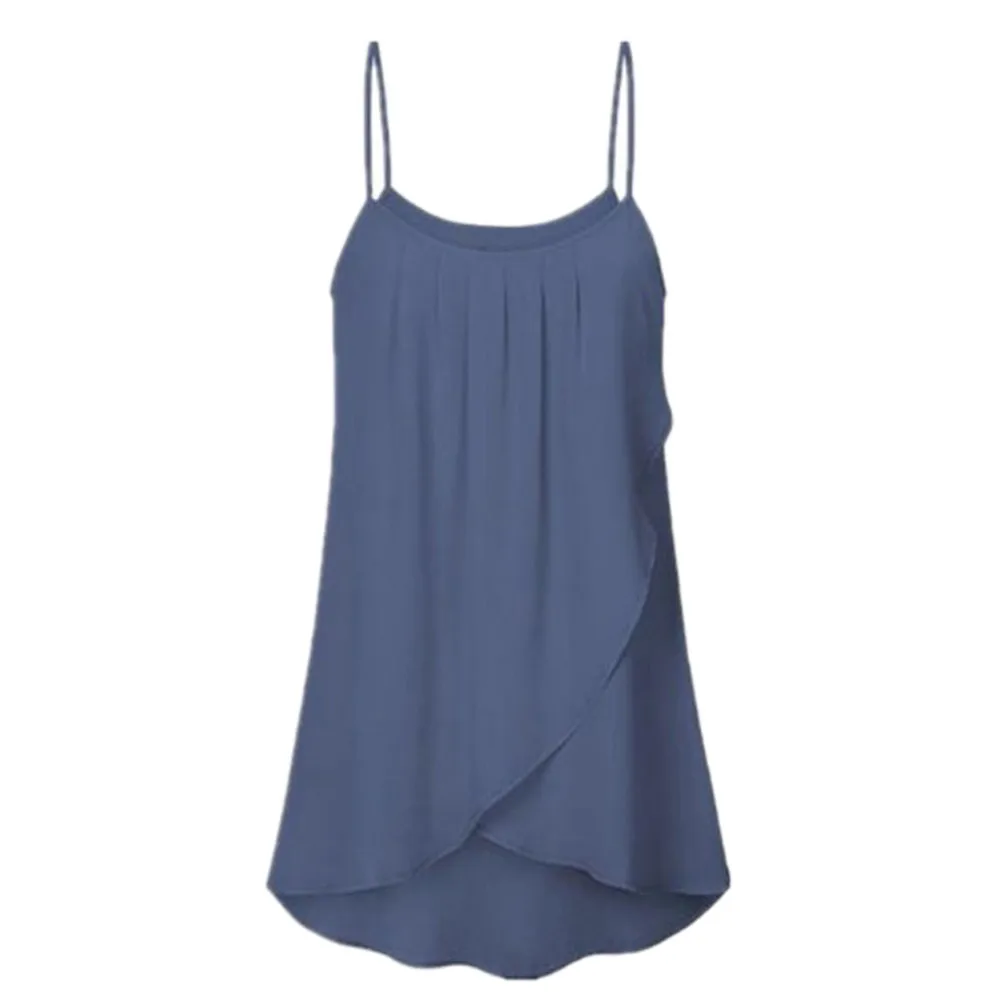 Новинка 2019 Женская мода размера плюс повседневная однотонная шифоновая майка