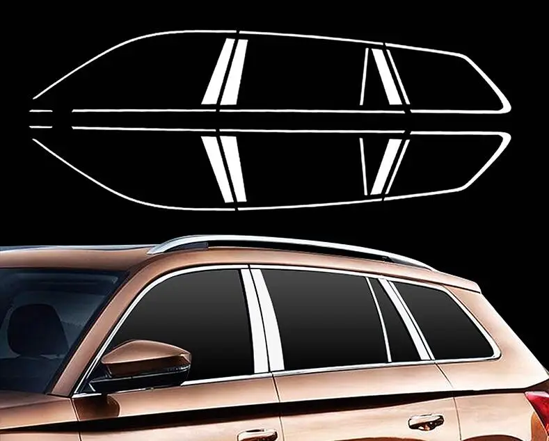 22pcs Автомобильный Стайлинг из нержавеющей стали, декоративные блестки для Skoda Kodiaq, полностью оконные хромированные Чехлы для автомобиля, хромированный стиль - Цвет: 22pcs