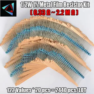 Набор металлических пленочных резисторов 2440 шт. 12 Вт 1% 122 значения 0,33-2,2 м ом каждое значение