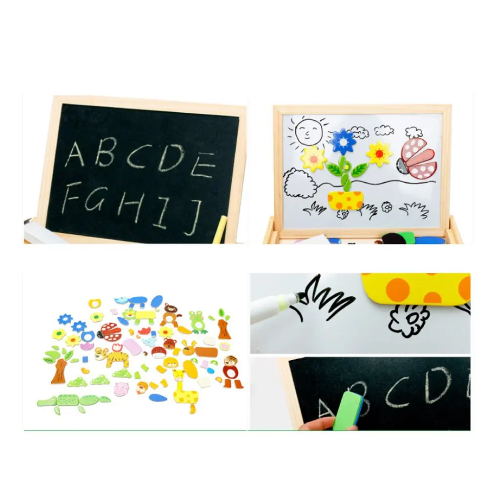 Магнитная головоломка двойной мольберт доска для рисования деревянная игрушка