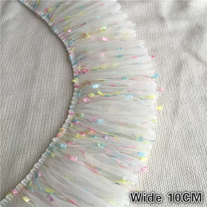 

10CM Wide Luxury White Tassel Veil 3D Lace Fabric Collar Ribbon Edge Trim For Fluffy Dress Curtains DIY Sewing Guipure Supplies
