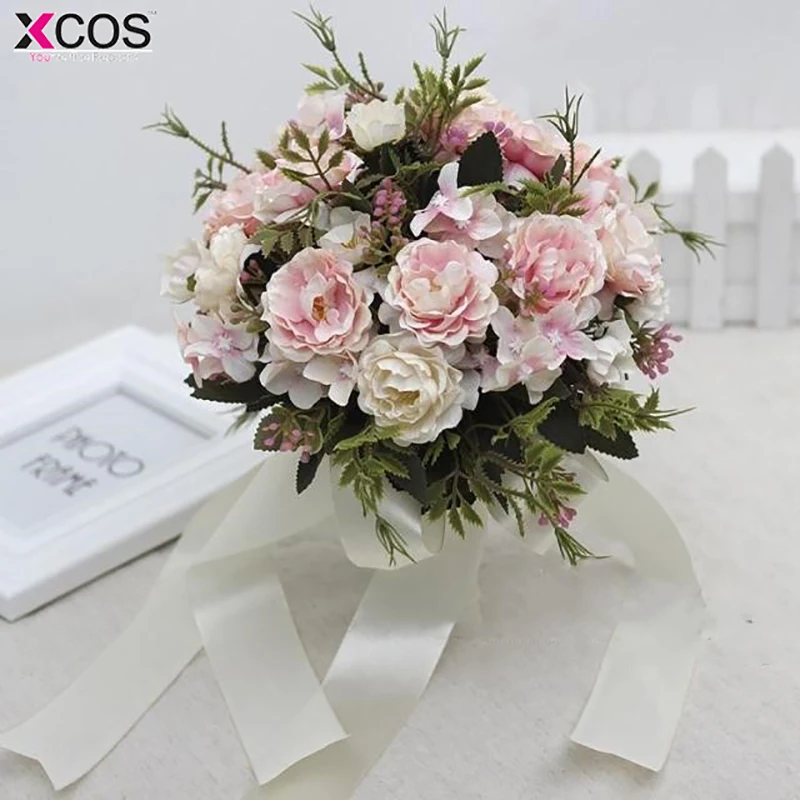 Свадебный букет цвета слоновой кости розовый 2018 ручная работа искусственный