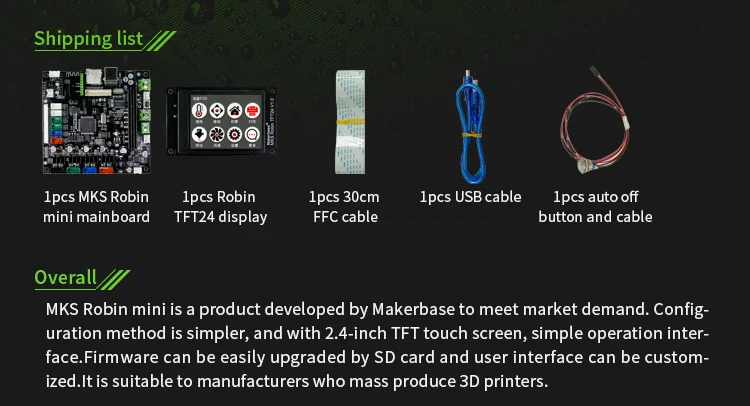 MKS 3D принтер STM32 MKS Робин мини оборудование открытый источник, поддержка Marlin2.0 Малый размер, высокая производительность