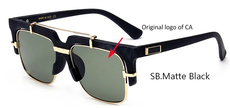 Sun Matte Black CAZ3L CA 2207 с оригинальным логотипом из полуоправа солнцезащитные очки на половину линзы Для мужчин солнцезащитные очки оттенки стимпанк оправы для очков Брендовая Дизайнерская обувь UV400 - Цвет линз: Sun Matte Black