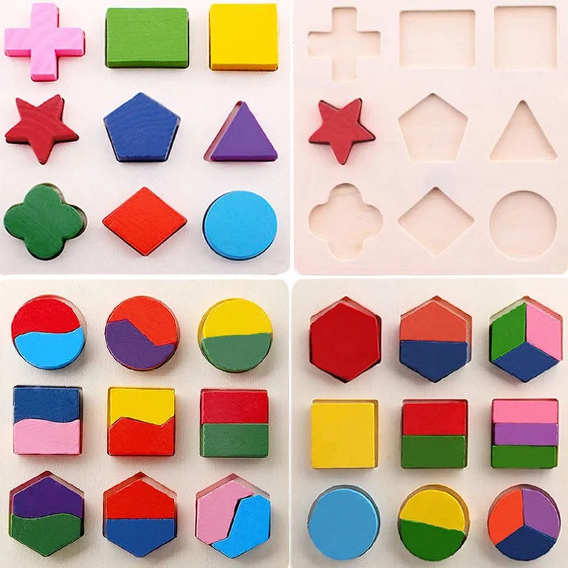 Детская деревянная детская игрушка с геометрическим блоком Обучающие Игрушки