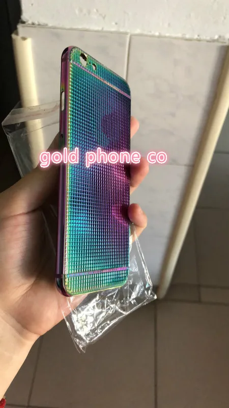 Средняя рамка Задняя Дверь Корпус для iphone 6 24k Настоящая Радуга цветные шасси задняя крышка корпус с узором Дизайн
