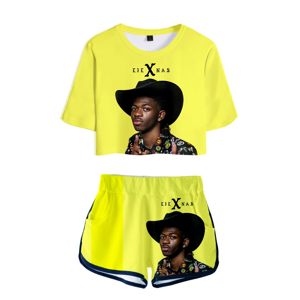 2019 3D напечатанный Lil Nas X Kpop модный сексуальный топ с пуговицами живота +