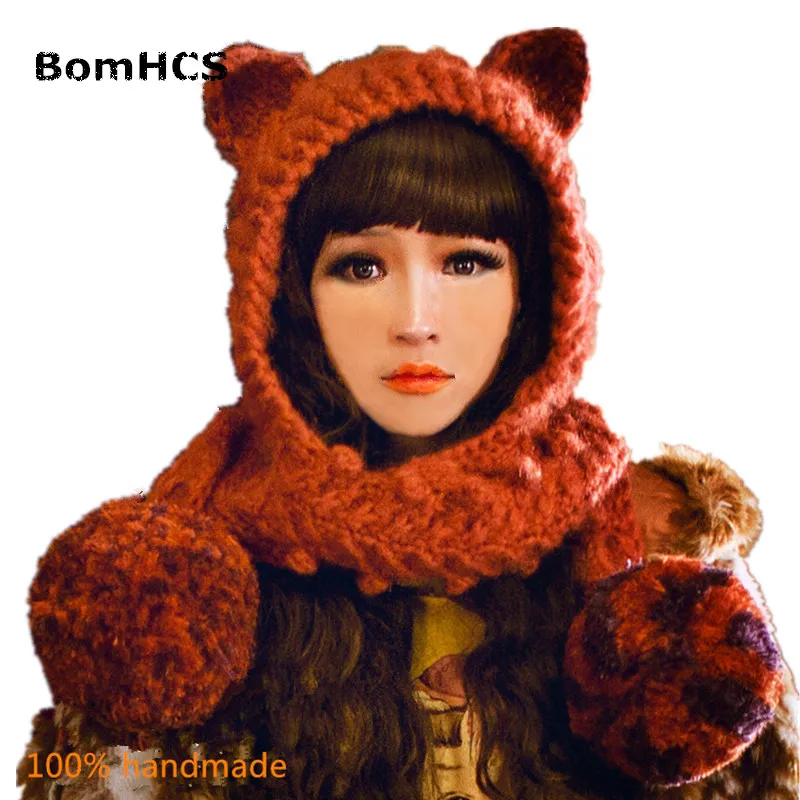 BomHCS Милая фототкань с шарфом и перчатками (костюм из 2 шт.) зимняя теплая вязаная