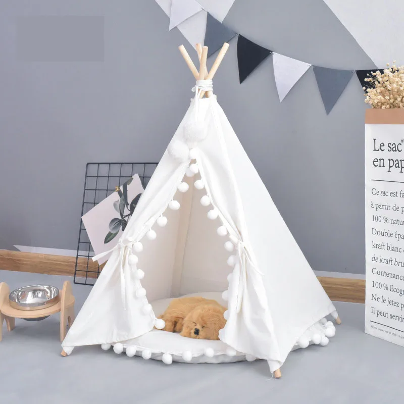 

Pet House Cute dog tent outside tent Pet Dog House Kennels Washable Tent Puppy Cat Indoor Outdoor Portable Teepee Mat 2 Styles