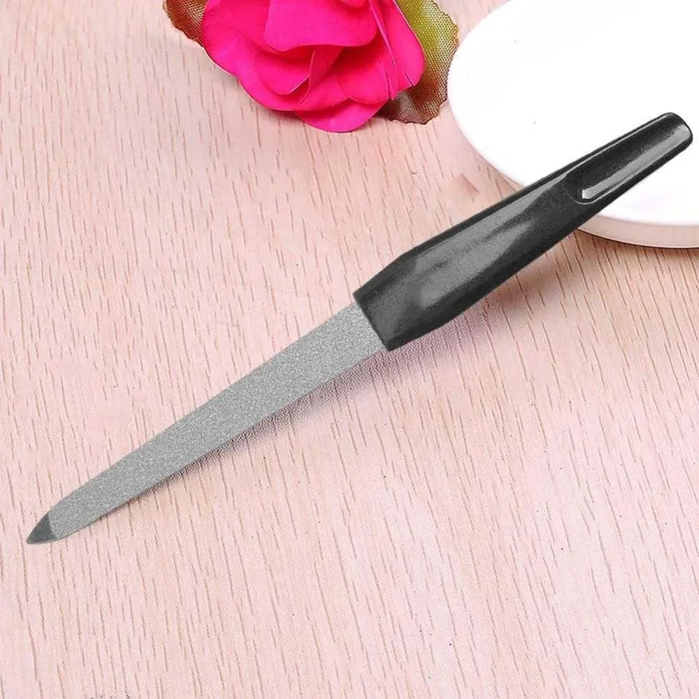Новинка 2019 металлическая двухсторонняя пластиковая ручка пилочки для ногтей