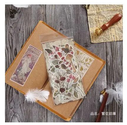 retro flowers memory 60 шт./лот, винтажные цветы, пышные зеленые листья растений, плакат для девочек Mucha epic, декоративная наклейка, сделай сам, планировщик, скрапбук, наклейки с указателем - Цвет: retro flowers memory