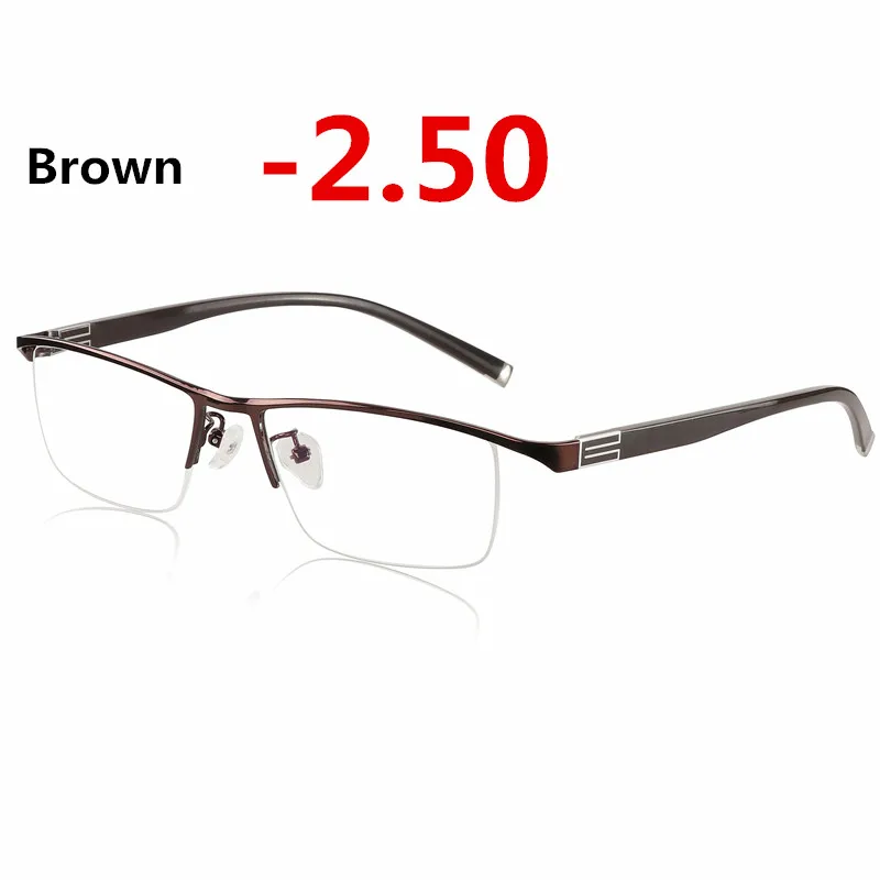 Brown -2.50 Титановый сплав солнцезащитные фотохромные очки для близорукости оптические мужские очки по назначению очки оправа Половина обода очки с диоптриями очки-1-2-3-4 - Цвет оправы: Brown -2.50