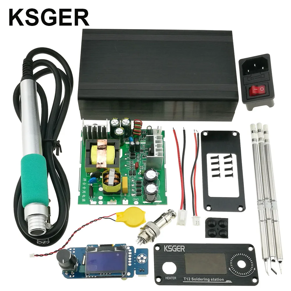KSGER T12 DIY наборы паяльная станция STM32 V2.1S OLED контроллер температуры инструменты T12 железные наконечники FX9501 ручка из алюминиевого сплава - Цвет: sets 5