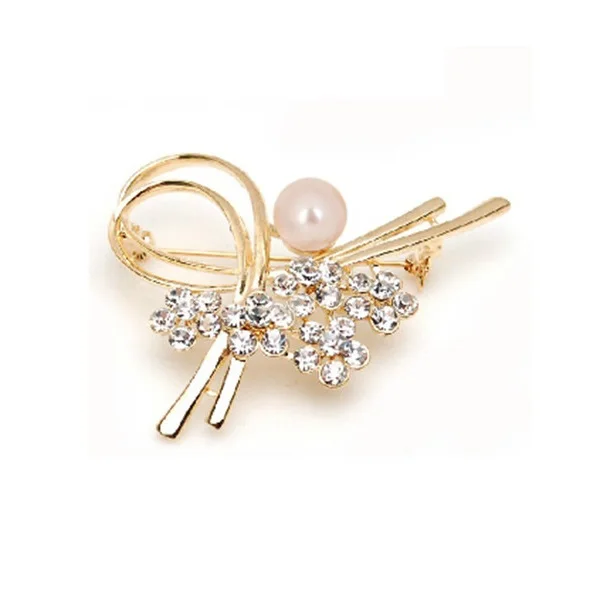 New 2014 Fashion Jewelry Pearl brooch pin silver crystal brooches for woman wedding Free Shipping | Украшения и аксессуары