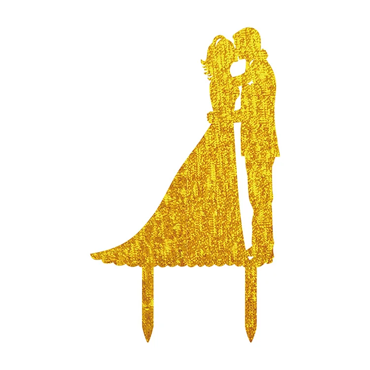 style3 gold Золотая, серебряная, блестящая акриловая топперы на свадебный торт Топпер для жениха невесты г-н Mrs предложение Мемориальный День торт украшение - Цвет: style3 gold