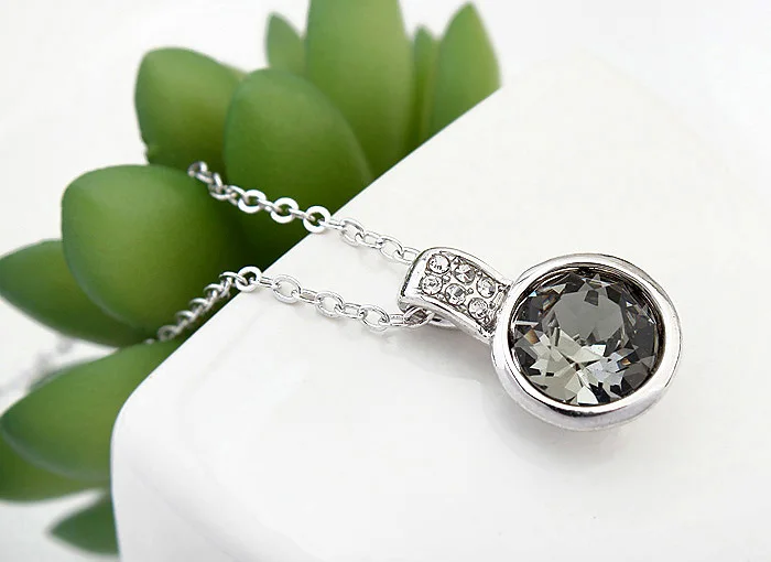 

Classic Round Necklace Crystals From Swarovski Collares White Gold Color Wedding Jewelry Collier Femme Gift