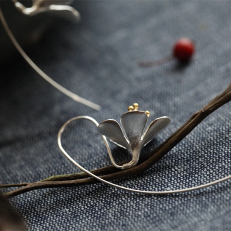 Thai Craft Flower Tassel Long 925 Sterling Silver Temperament Personality Fashion Female Earring SEA013