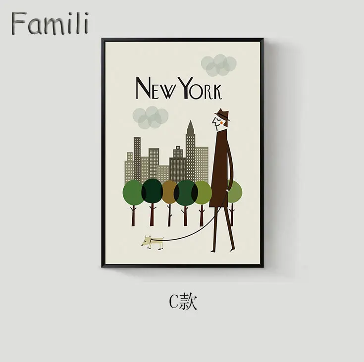 

Триптих Modern London New York Paris Famili