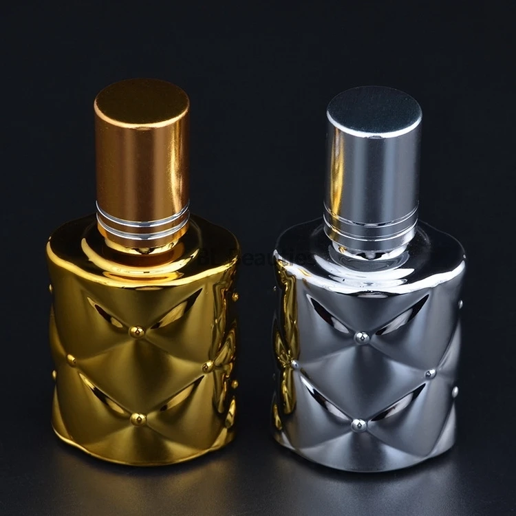 

10ml UV Glass Refillable Perfume Bottle With Steel Metal Roller Essential Oils Bottles Golden Silver Color 100pcs/lot