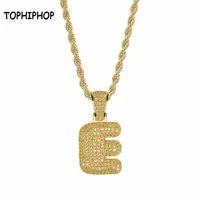 tophiphop hip hop bubble letter e pendant necklace with rope chain pave aaa cz exquisite hip hop jewelry gift for women