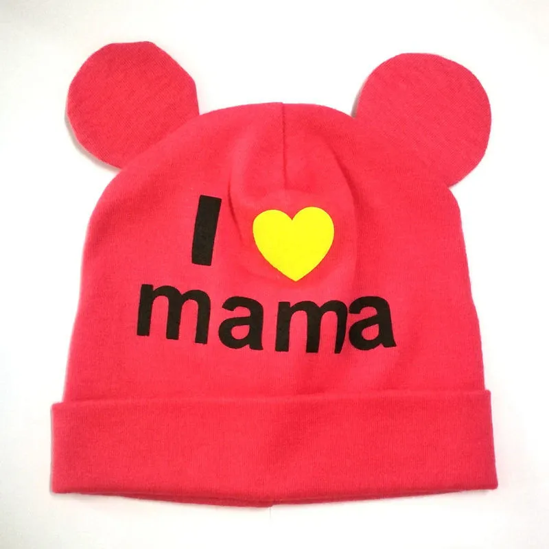 Шапка-бини шапочка для новорожденного хлопковые шапки с принтом I Love Mama маленьких