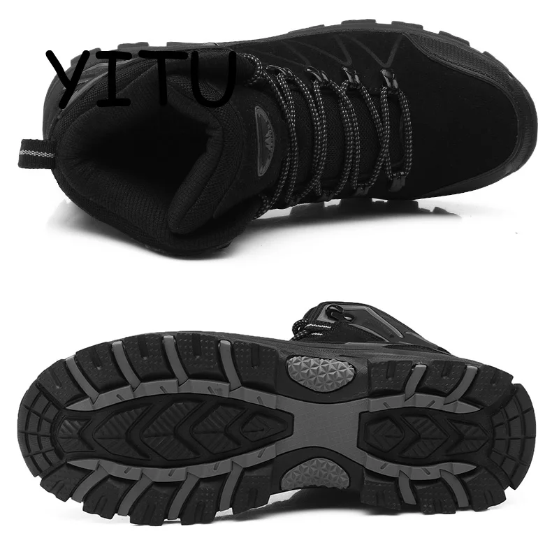 YITU Unisex Hiking Boots Waterproof Sports Sneakers Outdoor Shoes Black Camping Trekking Anti-skid Hunting | Спорт и развлечения