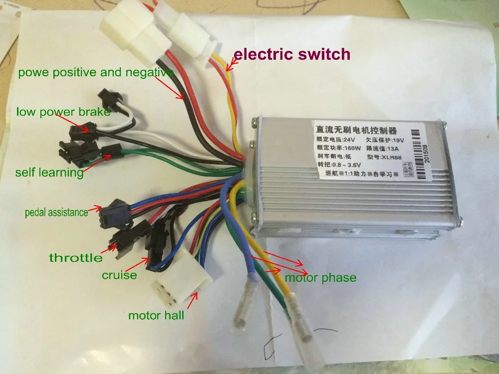 6 МОП транзистор BLDC 24v36v48v60v 250w350w Холл линейный EBS тормоз/Круиз для электрического
