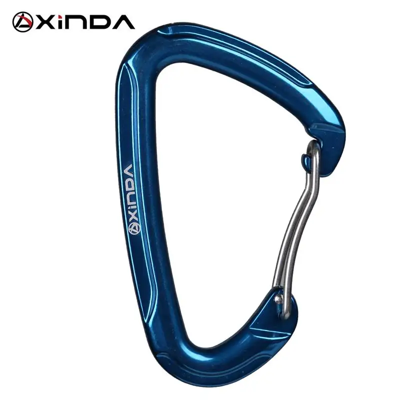 Blue XINDA Высокое качество Профессиональный 5200 натяжение нагрузки скалолазание замок провода ворота удлинители портативный карабин Спорт на открытом воздухе - Цвет: Blue
