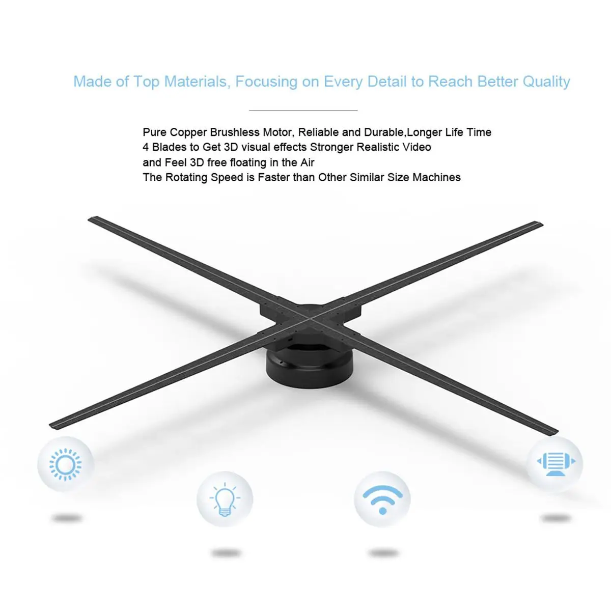 Обновленный 100 см Wifi 3D голографический проектор голограмма плеер светодиодный дисплей Вентилятор рекламный светильник управление приложением для праздничного магазина