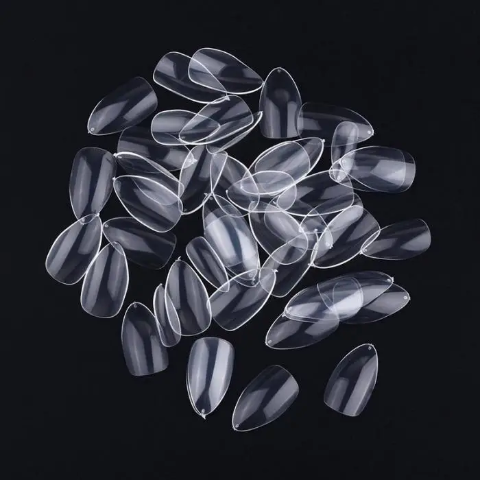 600 Pcs Long Oval Sharp Shape False Finger Nail Tips Salon French Acrylic Fake Nails Design DIY Nail Art Tool OR88