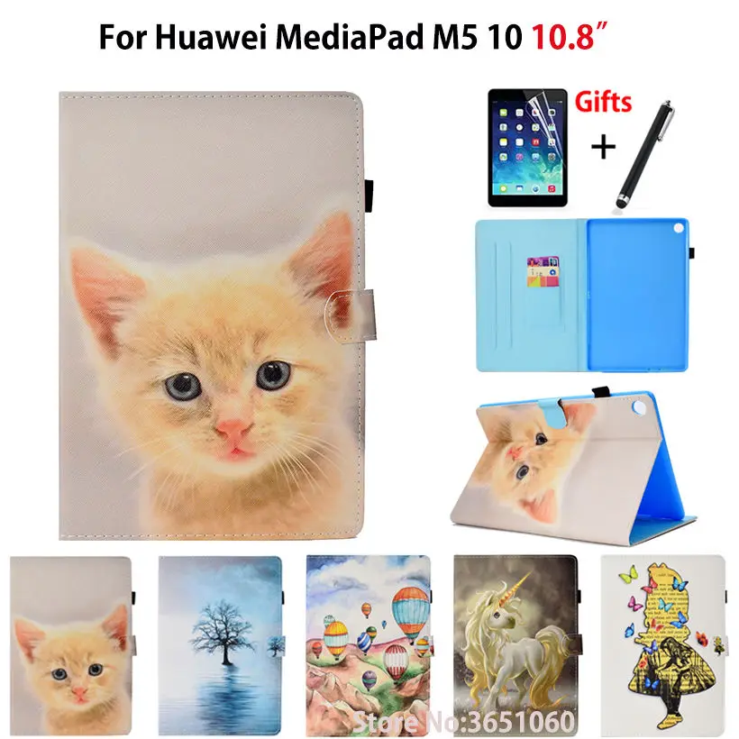 Чехол с рисунком кота для Huawei MediaPad M5 10 8 Pro CMR AL09 W09 W19 чехол планшета + пленка