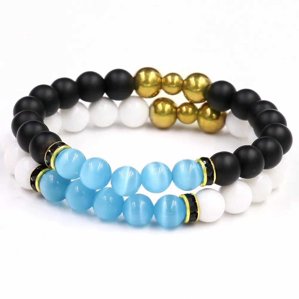 2017 ювелирные изделия ручной работы синий опал с матовым черным камнем бусины