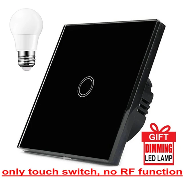 Switch and bulb Настенный светильник с сенсорным выключателем, 1 комплект, водонепроницаемая панель из закаленного стекла, настенный светильник s, стандарт ЕС, Великобритания - Цвет: Switch and bulb