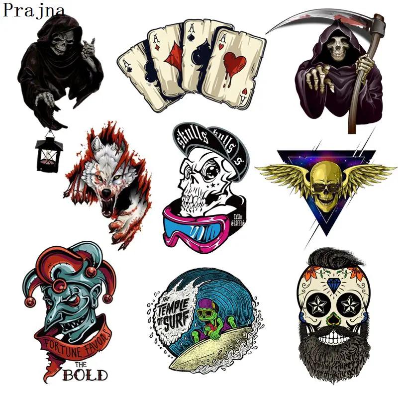 Prajna Grim Reaper череп теплопередача патч для одежды ужас фильм куртка мотоцикл рок