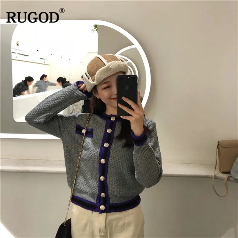 Женский винтажный кардиган RUGOD однотонный тонкий свитер в Корейском стиле теплая