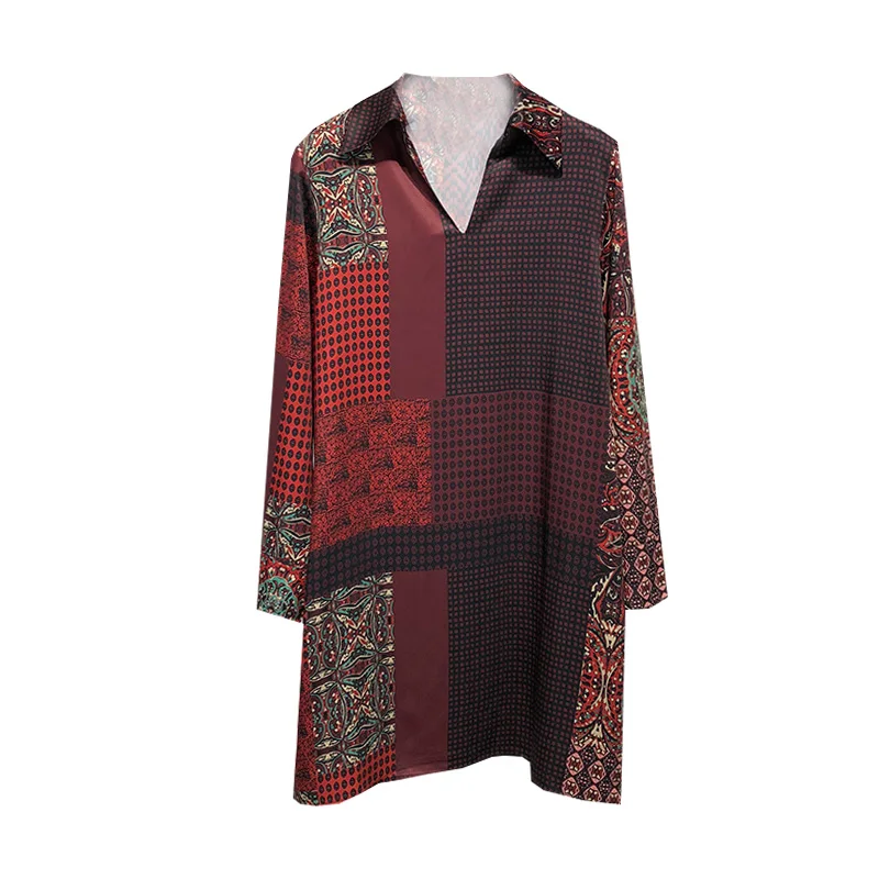 

The same paragraph European and American women's autumn new casual trend patchwork chaotic flower dress RYG1905
