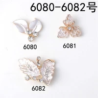 50pcs gold color alloy material crystal leaf flower charm pendant for necklace diy handmade jewelry making wholesale