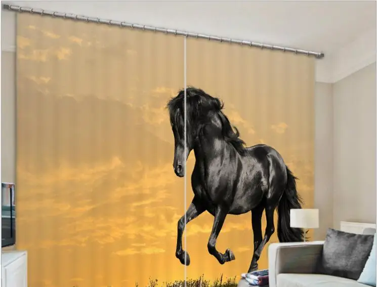 Новинка современные затемняющие занавески на окна с рисунком лошади 3D для