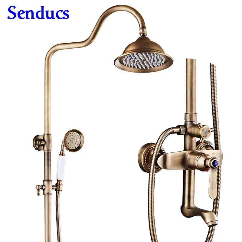 Античный душевой набор Senducs Высококачественная латунная Душевая система для