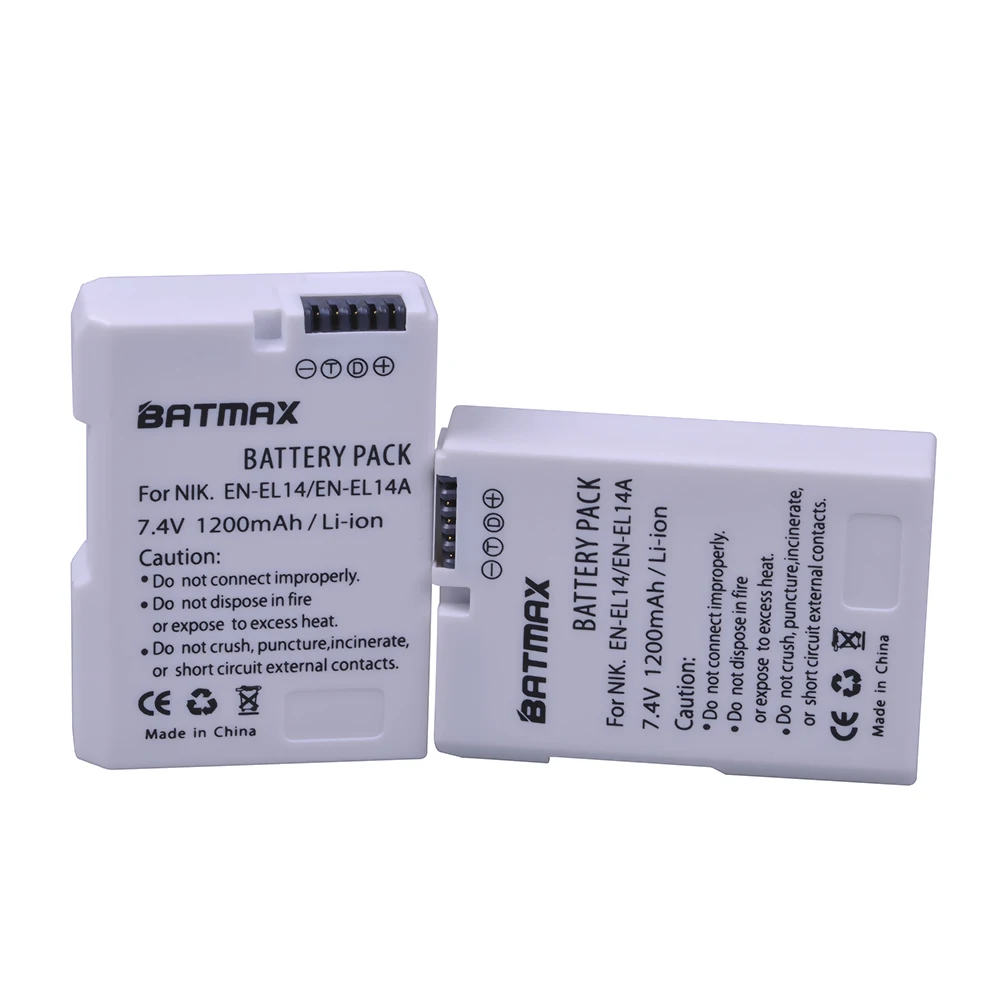 2 шт. 1200 мАч EN-EL14 ENEL14 EN EL14 EL14A Аккумулятор для камеры Nikon D5200 D3100 D3200 D5100 P7000 P7100 MH-24 |