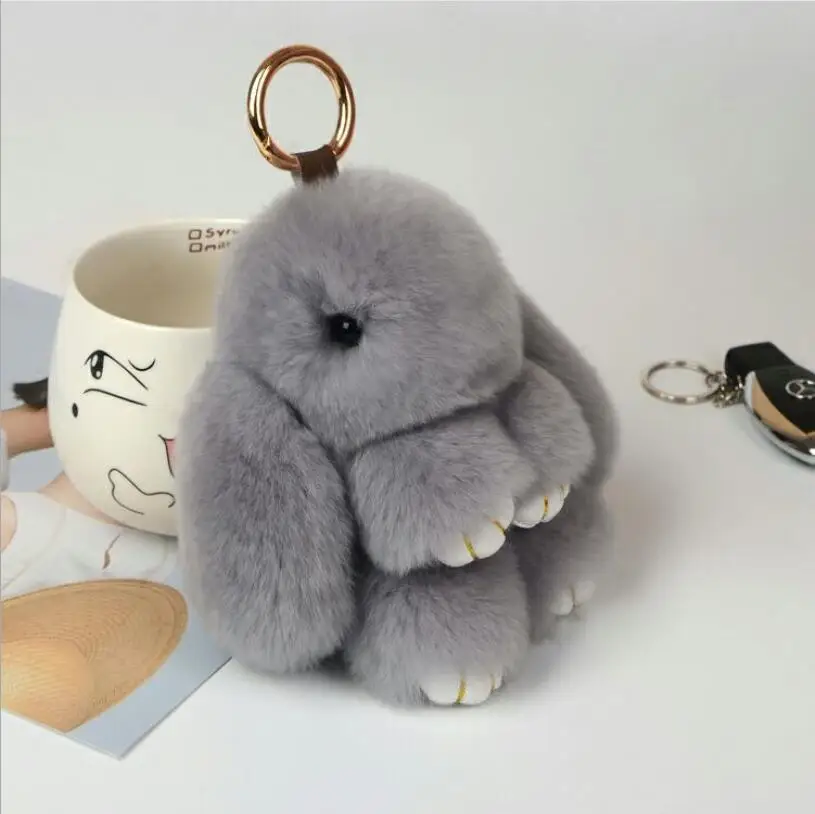 Oly2u New Arrival Sale Hot Bunny 15CM Rex Fur Rabbit Fashion Keychain For Gift Bag llaveros Tassel Jewelry|fashion keychain|keychain fashionkeychain