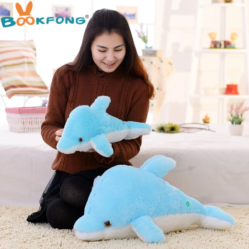BOOKFONG 45 см Красочные Дельфин Плюшевые игрушки куклы светящиеся плюшевые мягкие мигающие подушки Подушка с светодиодный свет подарок на день рождения