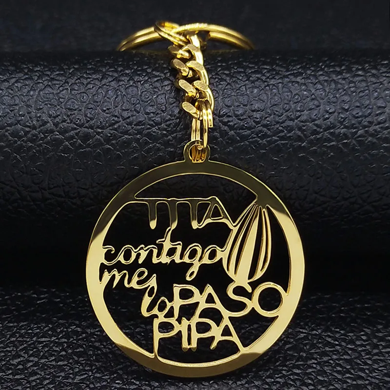 Мода Tita Contigo Me Lo Paso Pipa брелок из нержавеющей стали для женщин золотые цветные кольца для ключей ювелирные изделия llavero mujer K77612B