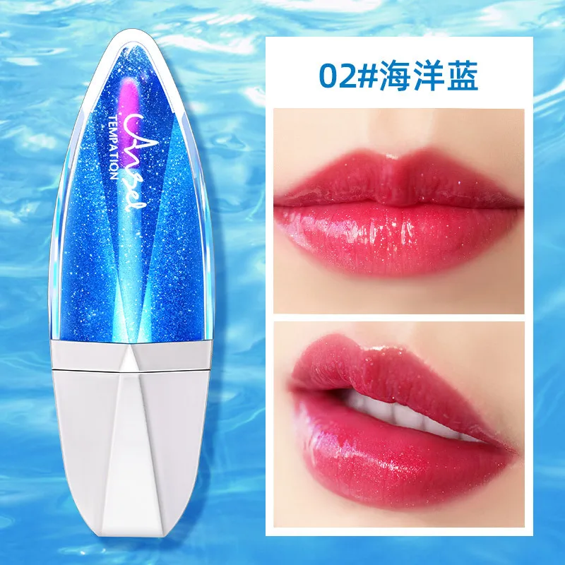 99% Natural Moisturizing Starry Lip Gloss Lipstick Red Color Temperature Transparent Jelly Long-lasting Lip Makeup Lipstick - Цвет: 2 ocean blue